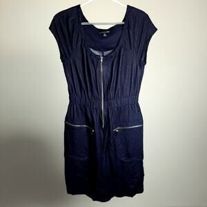 Saint Tropez West Sleeveless Dress with Zippered Pockets Gathered Waist S12